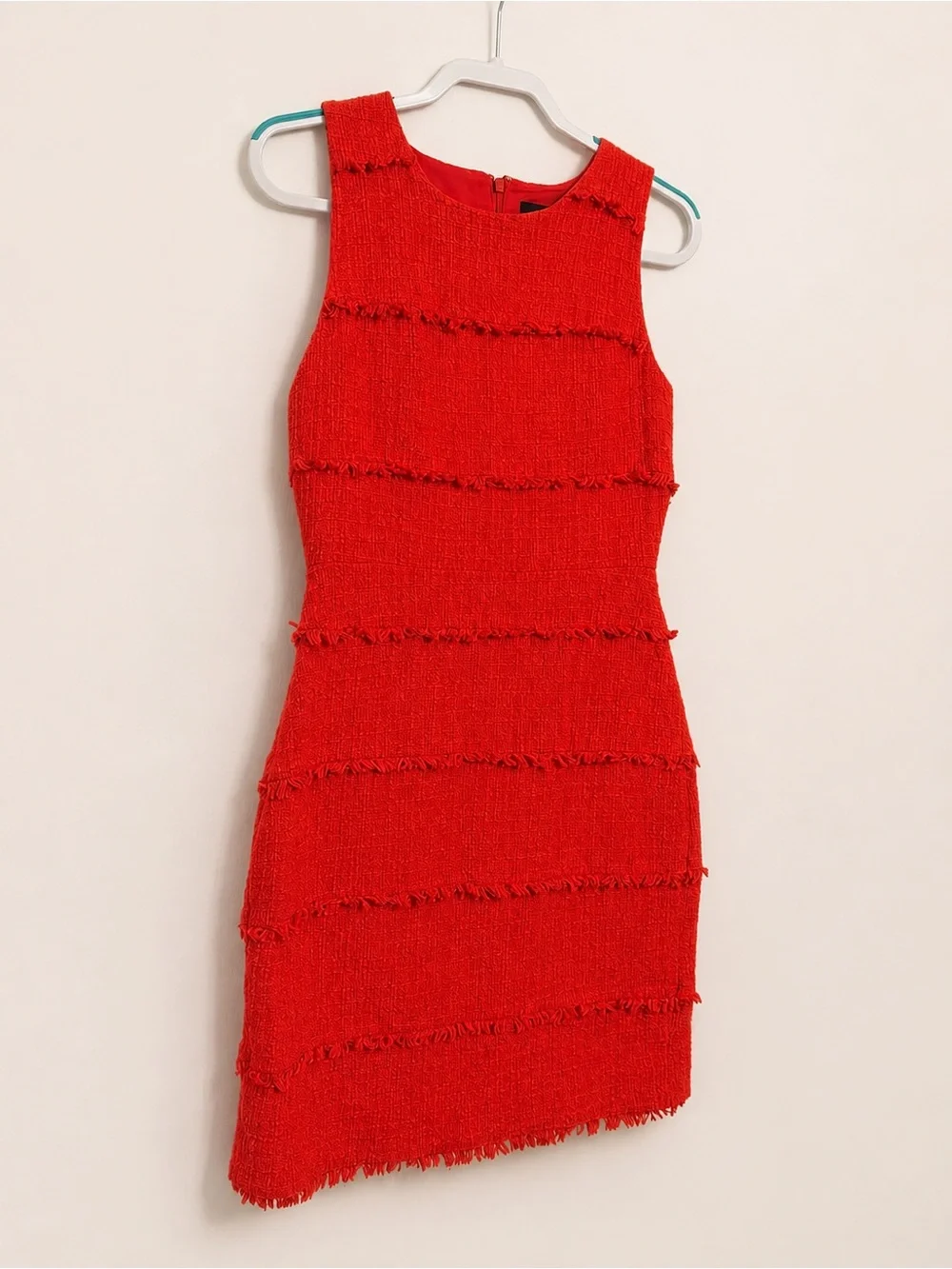 J.Crew Red Textured Fringe Sheath Dress Size 10